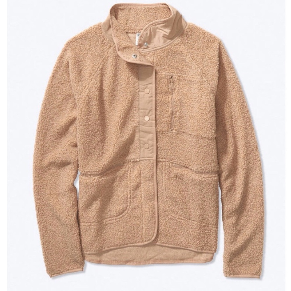 VS Pink Tan Sherpa Snap-Front Jacket